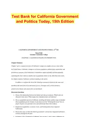 Test Bank for California Government and Politics Today, 15th Edition