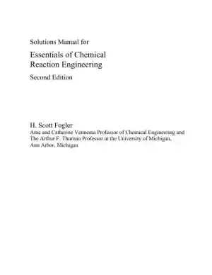 Essentials of Chemical Reaction Engineering, 2nd Edition Solution Manual