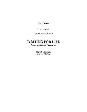 Test Bank for Writing for Life: Paragraphs and Essay, 4th Edition