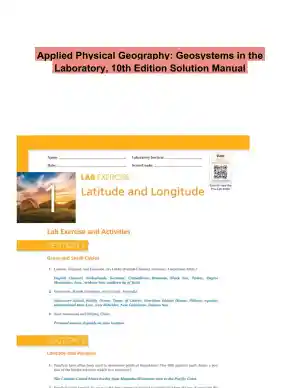 Applied Physical Geography: Geosystems in the Laboratory, 10th Edition Solution Manual
