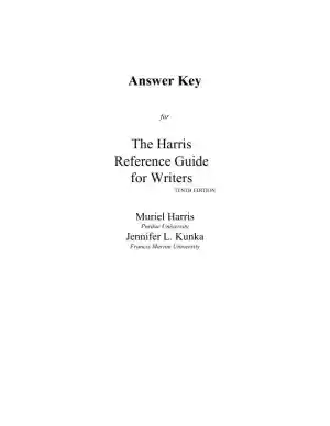 Solution Manual for Harris Reference Guide for Writers, 10th Edition