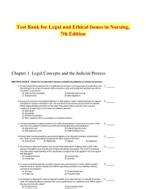 Test Bank for Legal and Ethical Issues in Nursing, 7th Edition