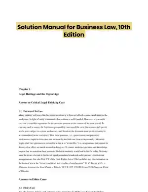 Solution Manual for Business Law, 10th Edition