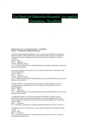 Test Bank for Marketing Research: An Applied Orientation, 7th edition