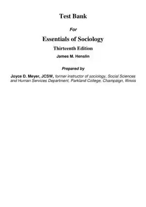 Solution Manual for Essentials of Sociology A Down-To-Earth Approach, 13th Edition