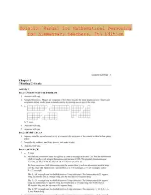 Solution Manual for Mathematical Reasoning for Elementary Teachers, 7th Edition