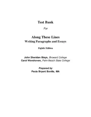 Test Bank for Along These Lines: Writing Paragraphs and Essays, 8th Edition