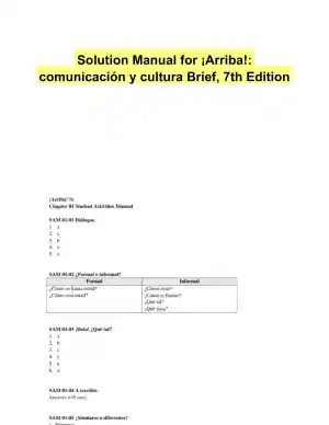 Solution Manual for 'Arriba!: comunicaci'n y cultura Brief, 7th Edition