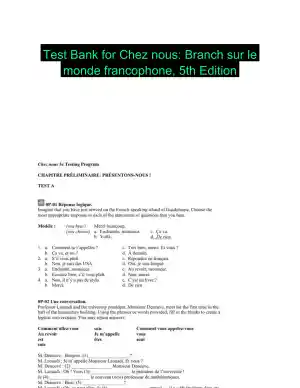 Test Bank for Chez nous: Branch sur le monde francophone, 5th Edition