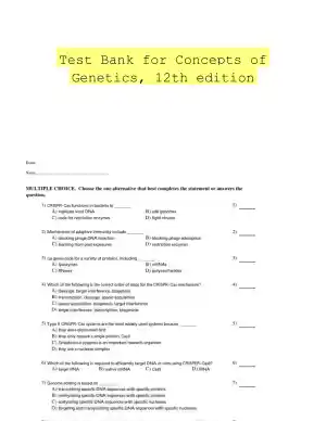 Test Bank for Concepts of Genetics, 12th edition