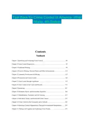 Test Bank for Crime Control In America: What Works, 4th Edition