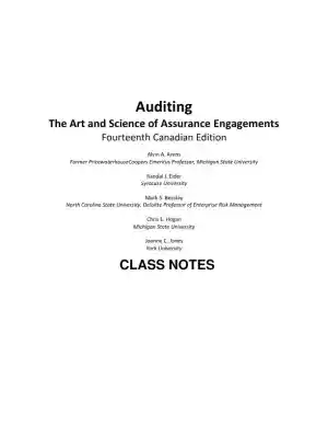Auditing: The Art And Science Of Assurance Engagements, Fourteenth Canadian Edition Class Notes