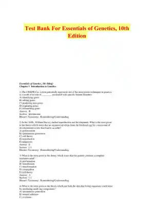 Test Bank For Essentials of Genetics, 10th Edition