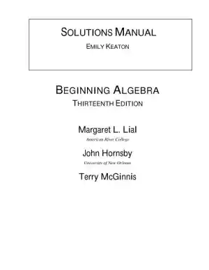 Solution Manual for Beginning Algebra, 13th Edition
