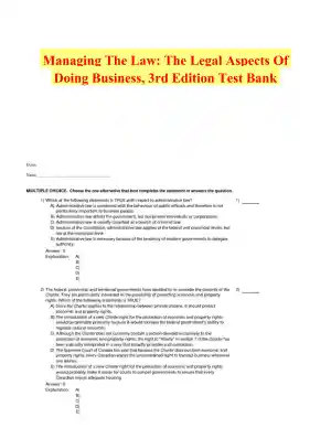 Managing The Law: The Legal Aspects Of Doing Business, 3rd Edition Test Bank