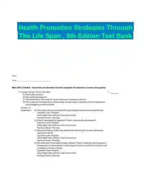 Health Promotion Strategies Through The Life Span , 8th Edition Test Bank