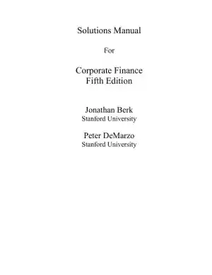 Solution Manual for Corporate Finance, 5th Edition