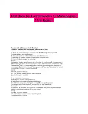Test Bank for Fundamentals Of Management, 11rth Edition