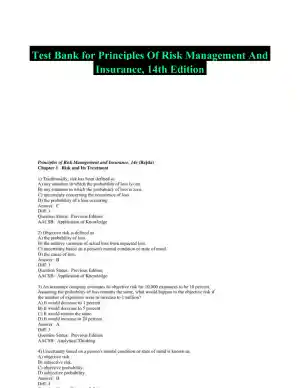 Test Bank for Principles Of Risk Management And Insurance, 14th Edition