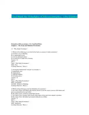 Test Bank for Principles of Microeconomics , 13th Edition