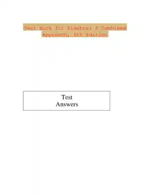 Test Bank for Algebra: A Combined Approach, 6th Edition