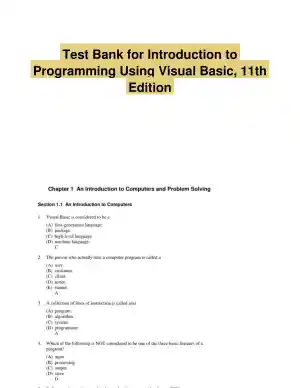 Test Bank for Introduction to Programming Using Visual Basic, 11th Edition