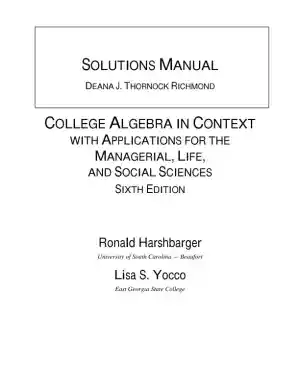 Solution Manual for College Algebra in Context with Applications for the Managerial, Life, and Social Sciences, 6th Edition