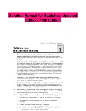 Solution Manual for Statistics, Updated Edition, 13th Edition