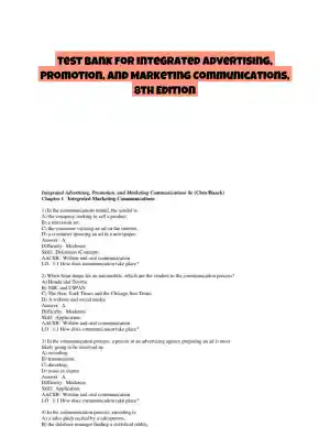 Test Bank for Integrated Advertising, Promotion, and Marketing Communications, 8th Edition