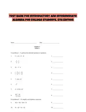 Test Bank for Introductory and Intermediate Algebra for College Students, 6th Edition