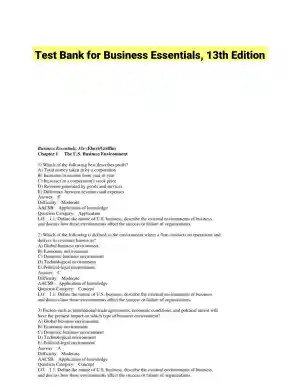 Test Bank for Business Essentials, 13th Edition