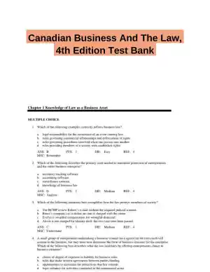 Canadian Business And The Law, 4th Edition Test Bank