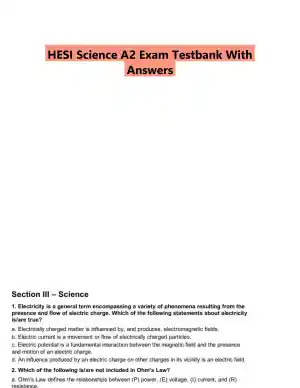 HESI Science A2 Exam Testbank With Answers (50 Solved Questions)