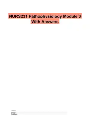 NURS231 Pathophysiology Module 3 With Answers (27 Solved Questions)