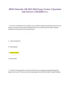 2023-2024 HESI Maternity OB Test Question Version 2 With Answers (49 Solved Questions)