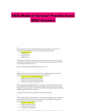 HESI Medical Surgical Practice Exam With Answers (131 Solved Questions)