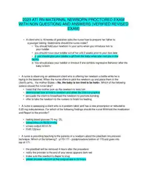2023 ATI RN Maternal Newborn Proctored Exam NGN With Answers (65 Solved Questions)