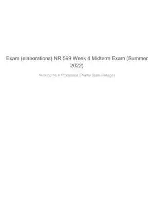 2022 NR599 Prairie State College Nursing as A Profession Midterm Exam Summer Week 4 With Answers (15 Solved Questions)