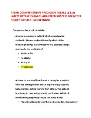 2023-2024 ATI RN Clinical Analysis Comprehensive Predictor Exam With Answers (173 Solved Questions)