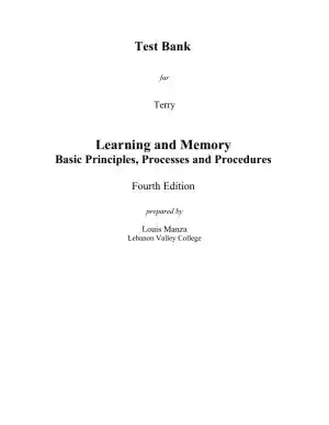 Test Bank for Learning and Memory, 4th Edition