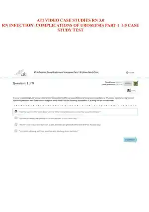 ATI RN Infection Complications Of Urosepsis Part 1 Case Study Test 3.0 With Answers (5 Solved Questions)