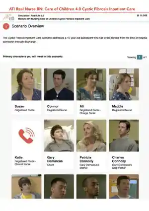 ATI RN Nursing Care Of Children Cystic Fibrosis Inpatient Care Simulation Real Life 4.0 With Answers (14 Solved Questions)