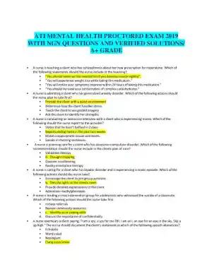 2019 ATI Mental Health Proctored Exam with Answers (139 Solved Questions)
