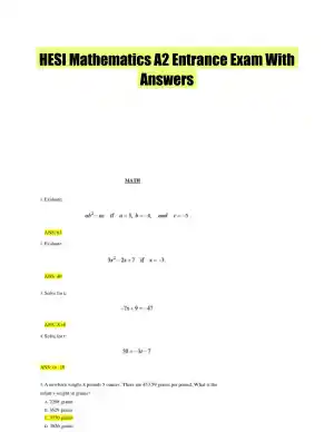 HESI Mathematics A2 Entrance Exam With Answers (50 Solved Questions)