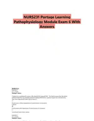 NURS231 Portage Learning Pathophysiology Module Exam 6 With Answers (27 Solved Questions)