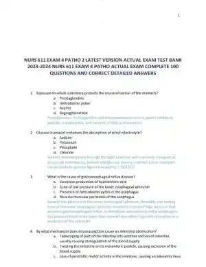 2023-2024 NURS611 Pathophysiology Exam 4 Version Test Bank With Answers (104 Solved Questions)