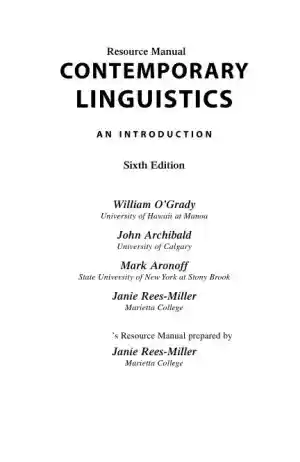 Solution Manual for Contemporary Linguistics: An Introduction , 6th Edition