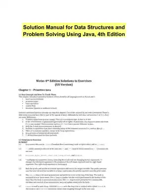 Solution Manual for Data Structures and Problem Solving Using Java, 4th Edition