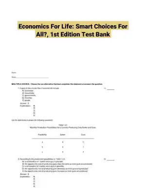 Economics For Life: Smart Choices For All?, 1st Edition Test Bank