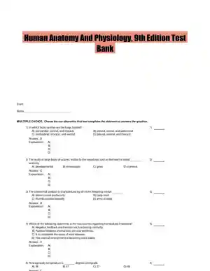 Human Anatomy And Physiology, 9th Edition Test Bank